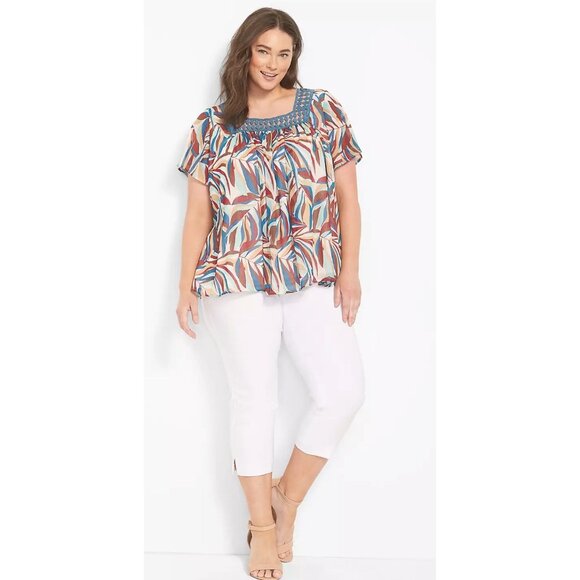 Lane Bryant Relaxed Square-Neck Top With Trim Detail woman’s size 18/20 - Picture 11 of 12